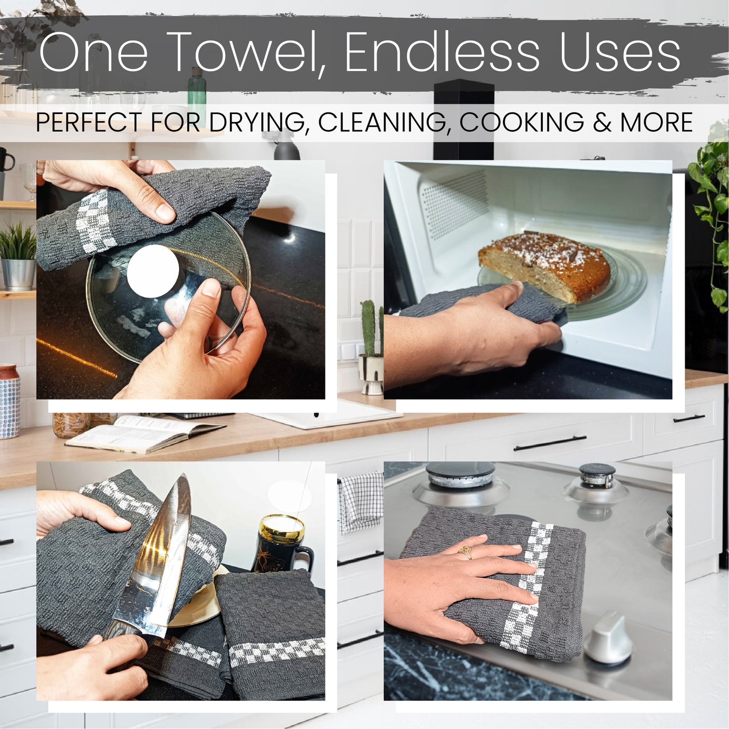 Fuller Earth -Kitchen Tea Towels 100% Cotton -Terry tea towel Quick-Drying, Super Absorbent Lint-Free -Kitchen Towels, Hand Towels Dish Cloths (60x40cm, Set of 5)