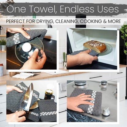 Fuller Earth -Kitchen Tea Towels 100% Cotton -Terry tea towel Quick-Drying, Super Absorbent Lint-Free -Kitchen Towels, Hand Towels Dish Cloths (60x40cm, Set of 5)